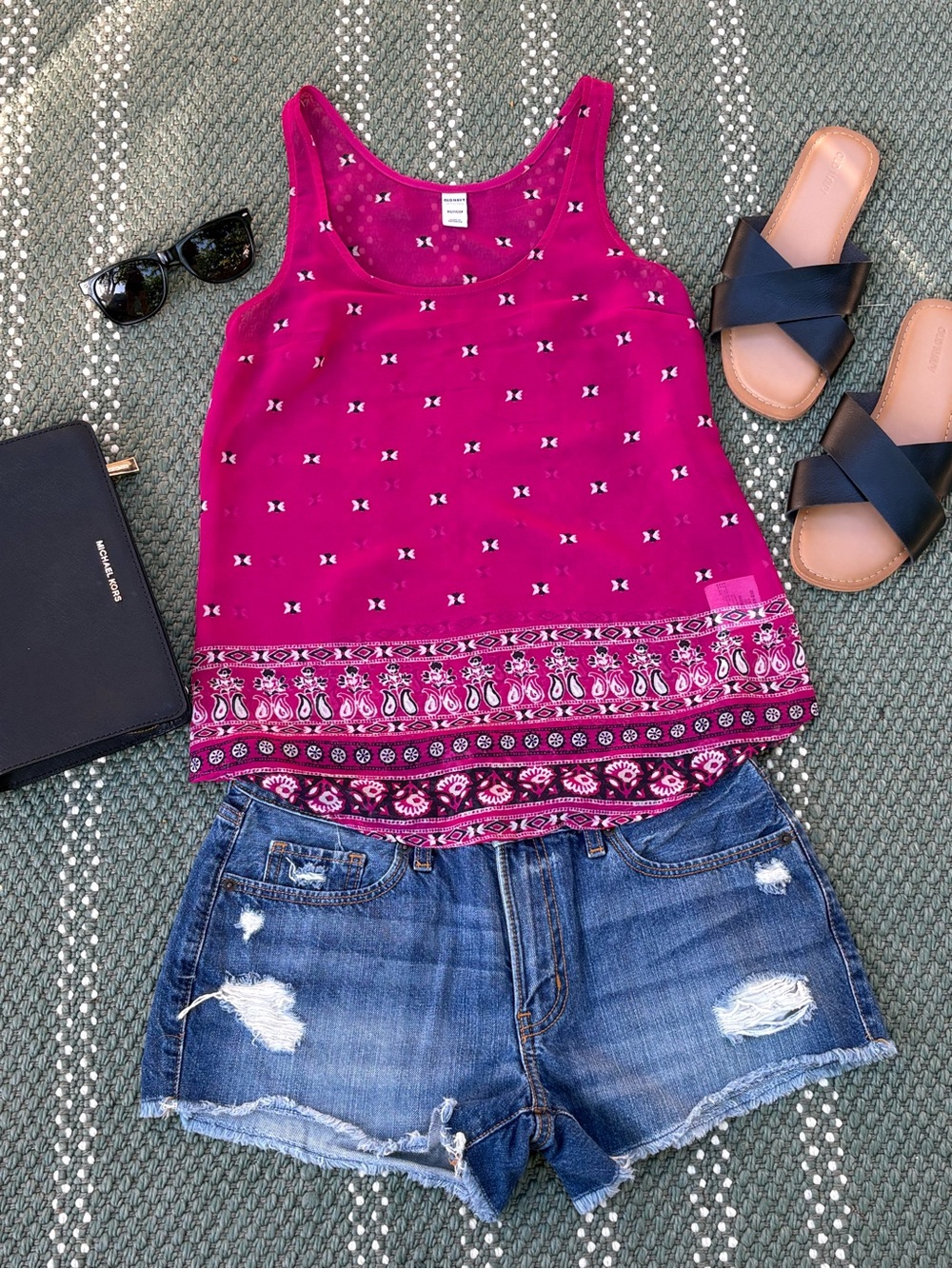 Women’s Fuchsia Printed Chiffron Sheer Tank Top